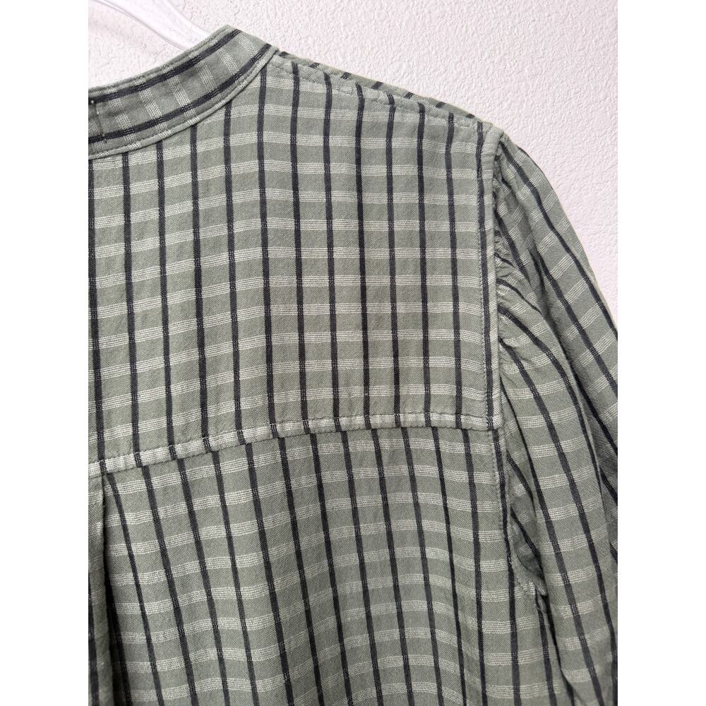 Cloth and Stone Green Plaid Puff Sleeve Linen Buttondown Women's US S - Picture 11 of 13